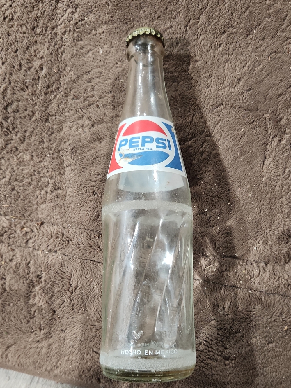 Vintage Pepsi-Cola glass swirl bottle WITH MICHAEL JACKSON CAP